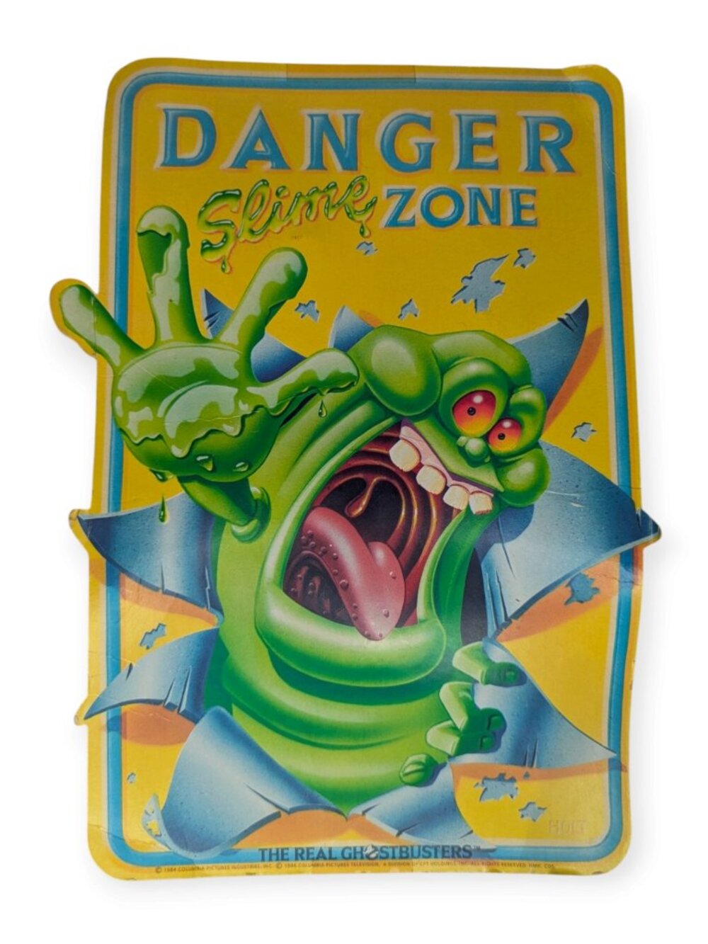 The Real Ghostbusters Slimer Slime Zone Cardboard Wall Sign 1986 Rare
